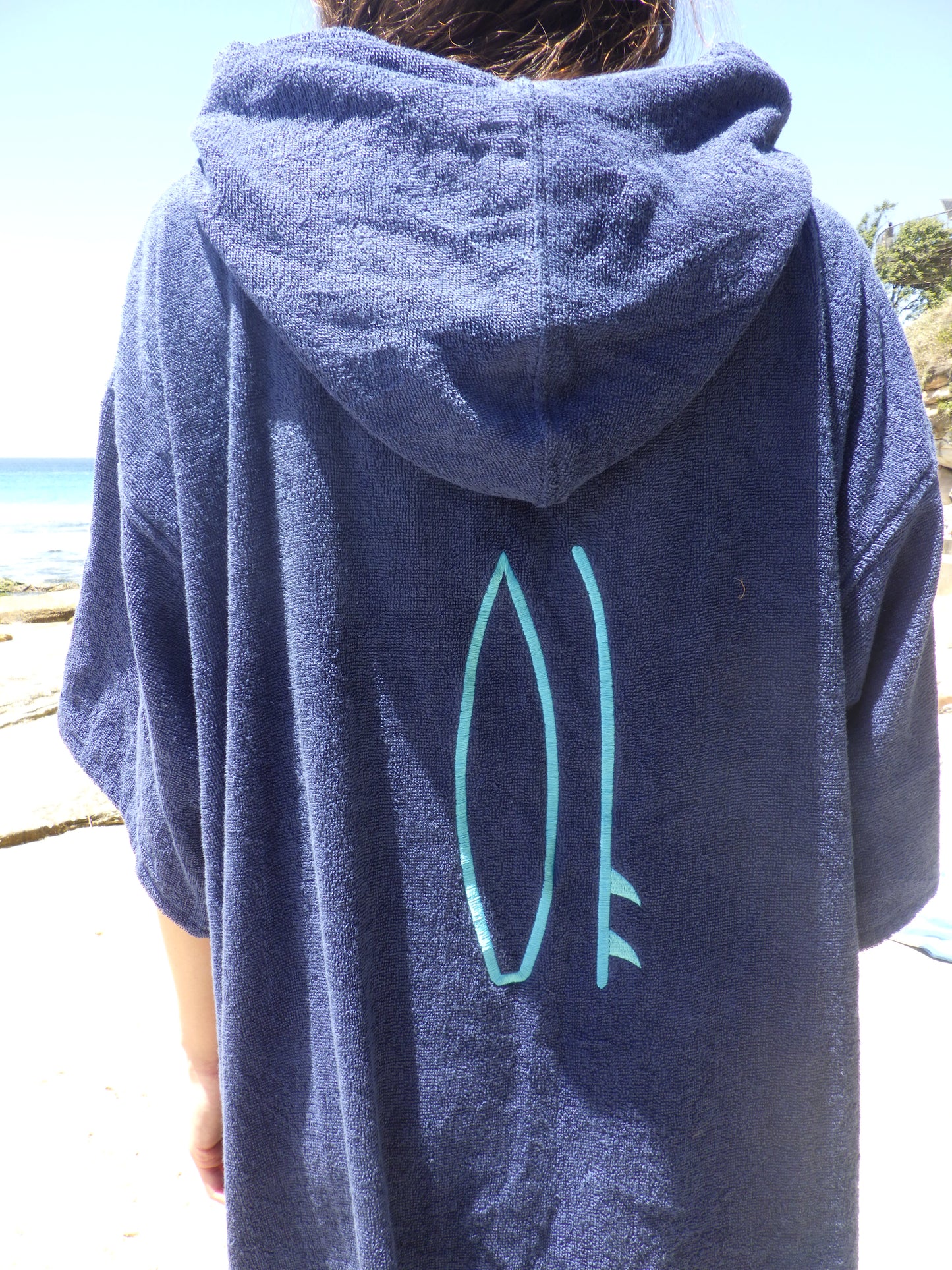 Surf Poncho - Denim & Teal