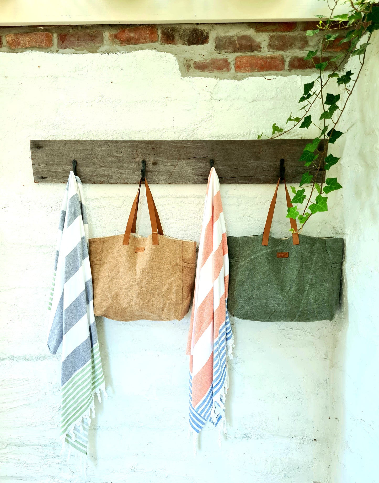 Khaki - Washed Canvas Tote Bag