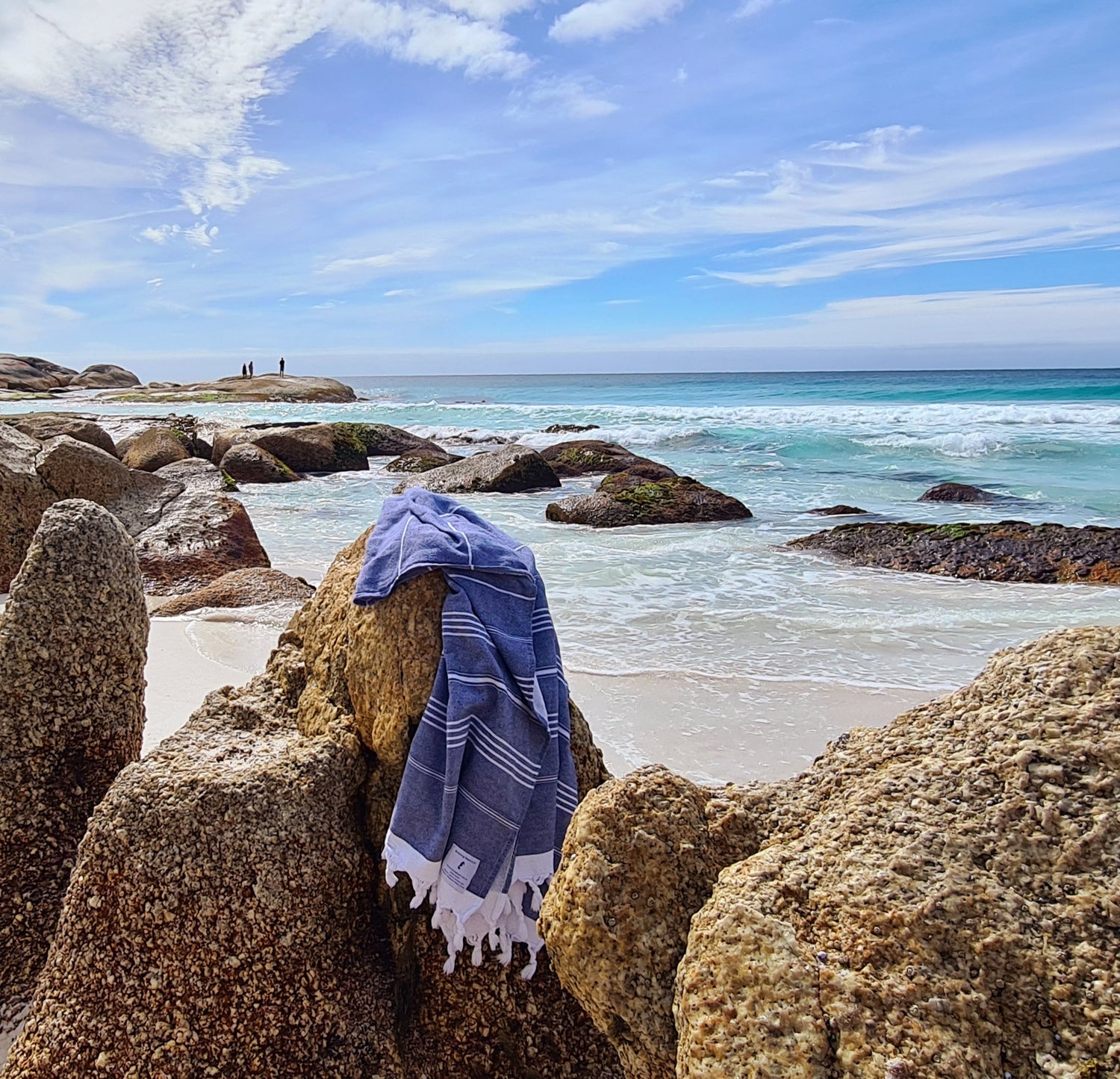 hybrid Turkish pestemal with one terry on one side