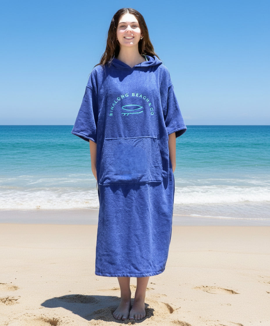 Surf Poncho - Denim & Teal