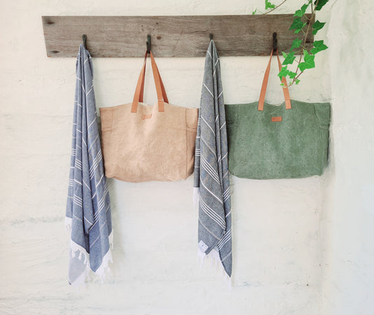 Khaki - Washed Canvas Tote Bag