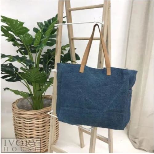 Denim - Washed Canvas Tote Bag Beach Tote
